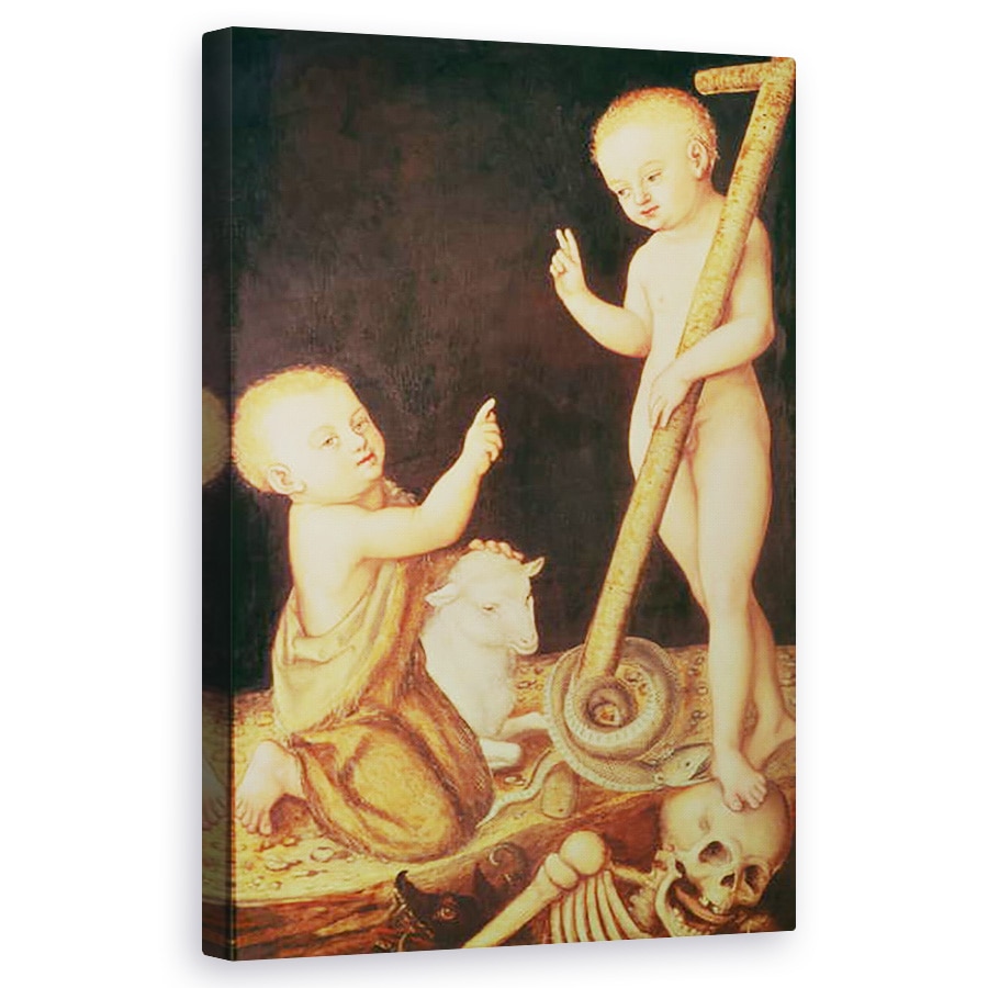 Tablou canvas - Lucas Cranach the Elder - Pruncul Hristos triumfand asupra mortii si a pruncului Sfantul Ioan Botezatorul , 50 x 80 cm