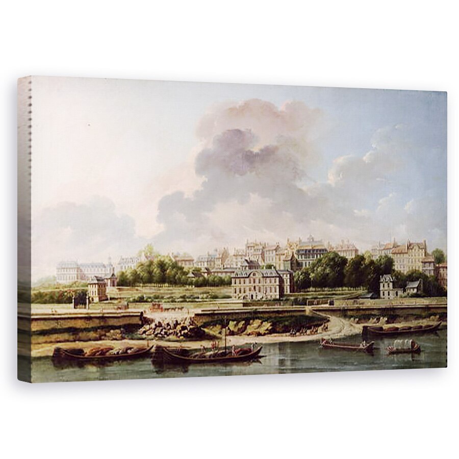 Tablou canvas - Nicolas Raguenet - Quay si satul Passy in 1757 , 60 x 100 cm