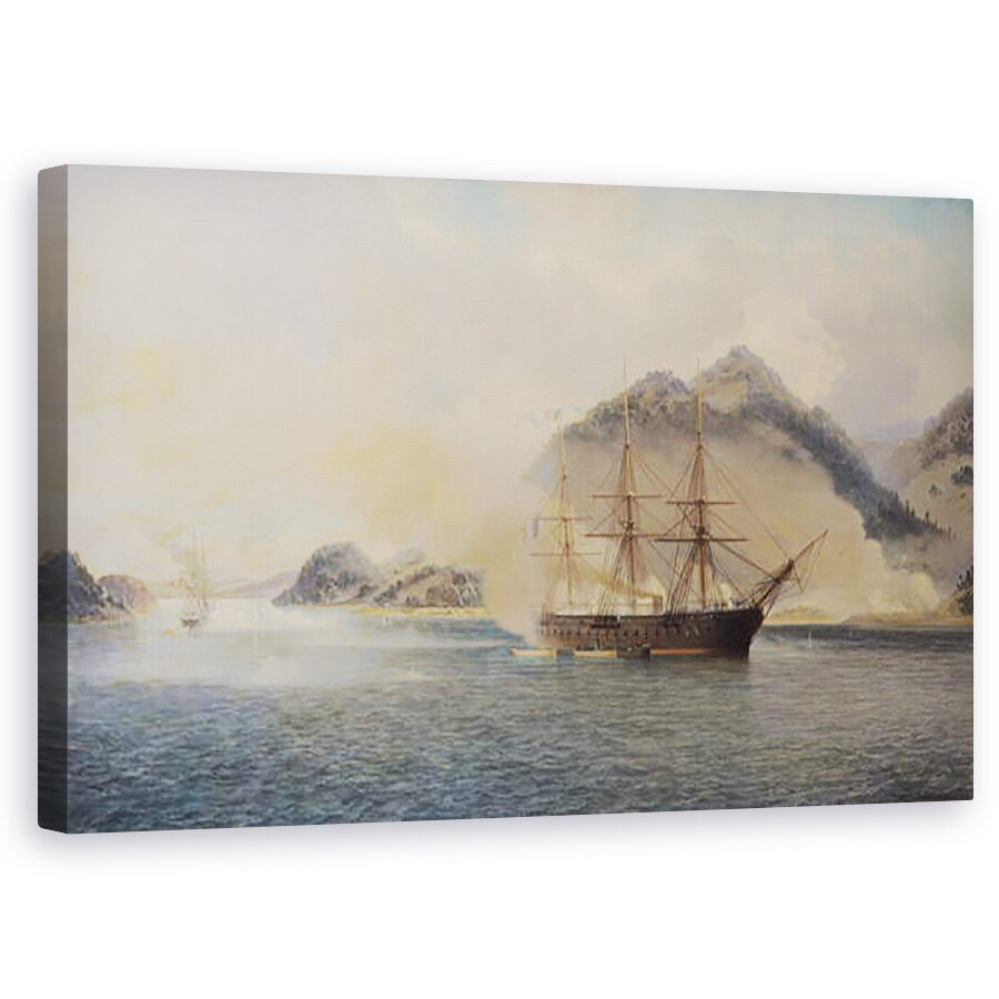 Tablou canvas - Jean Baptiste Henri Durand-Brager - Batalia navala din Stramtoarea Shimonoseki, 20 iulie 1863, 60 x 100 cm