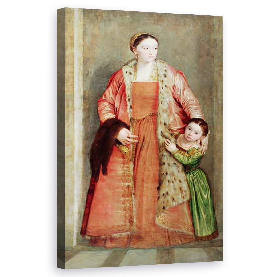 Tablou canvas - Veronese - Portret De Contesa Livia da Porto Thiene si Fiica ei, Portia, 50 x 80 cm