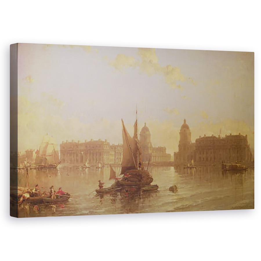 Tablou canvas - David Roberts - Transport maritim pe Tamisa la Greenwich , 60 x 100 cm