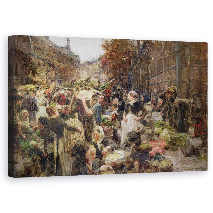 Tablou canvas - Leon Augustin Lhermitte - Les Halles, studiu pentru un tablou pentru Salonul de Lettres de la Hotel de Ville, Paris, 60 x 100 cm