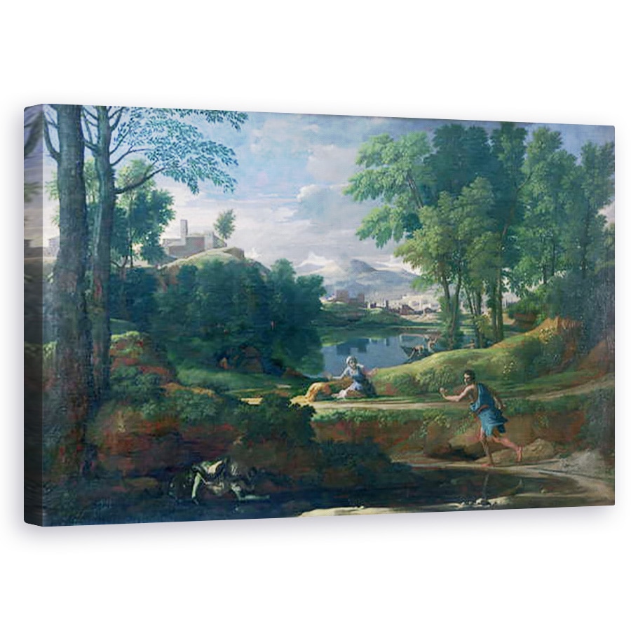 Tablou canvas - Nicolas Poussin - Peisaj cu un om ucis de un sarpe, 50 x 80 cm