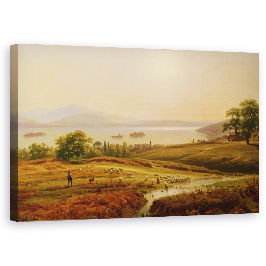 Tablou canvas - Thomas Worthington Whittredge - Dimineata pe Lago Maggiore, 60 x 100 cm
