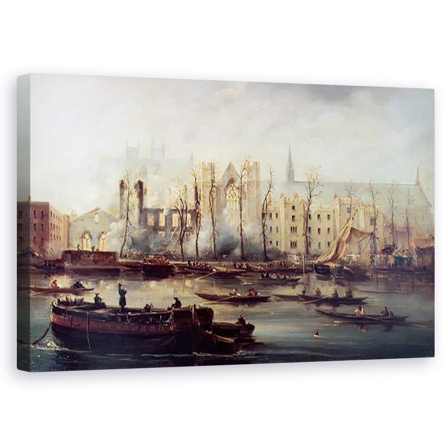 Tablou canvas - David Roberts - Arderea Caselor Parlamentului, 50 x 80 cm