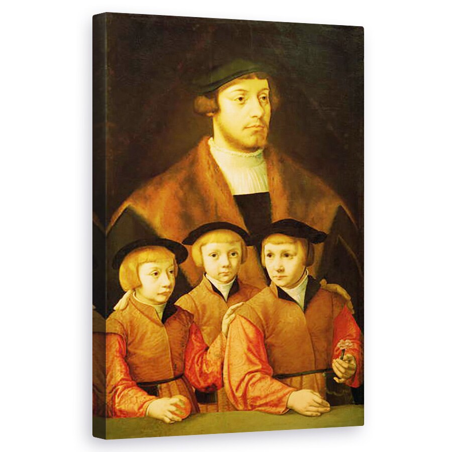 Tablou canvas - Bartholomaeus Bruyn - Portret De Barbat si Cei Trei Fiii Sai, 50 x 80 cm