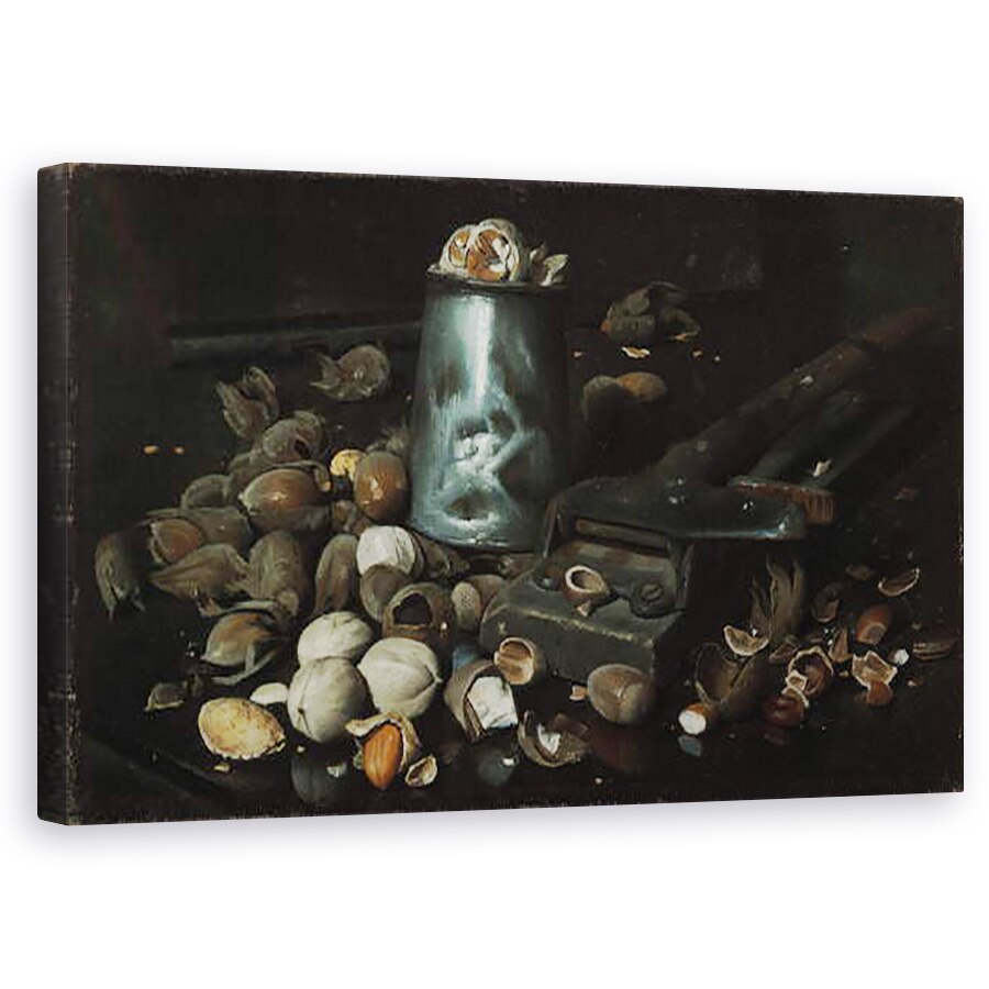 Tablou canvas - Joseph Decker - Natura statica cu cutie de conserve si nuci, 50 x 80 cm