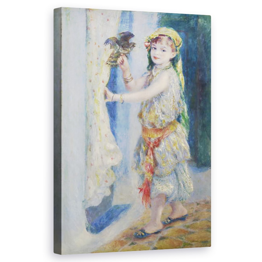Tablou canvas - Pierre Auguste Renoir - Copil cu Pasare Mademoiselle Fleury in costum algerian, 50 x 80 cm