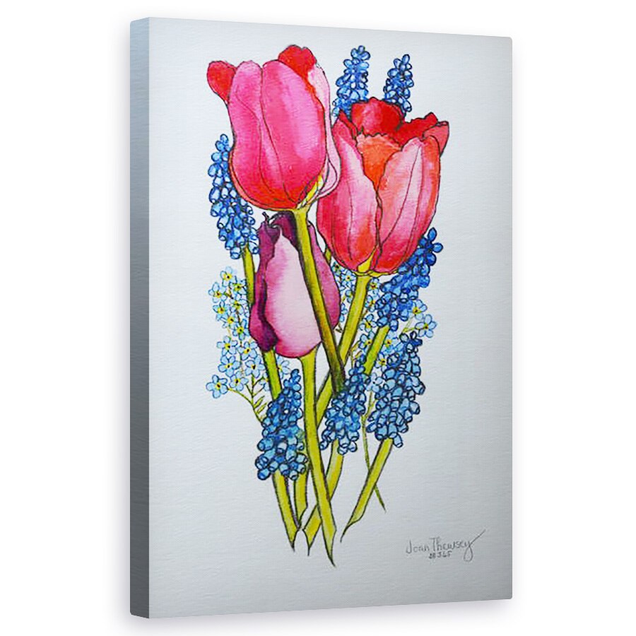 Tablou canvas - Joan Thewsey - Lalele, Muscari si Nu-Mi-Uita,2002, 60 x 100 cm