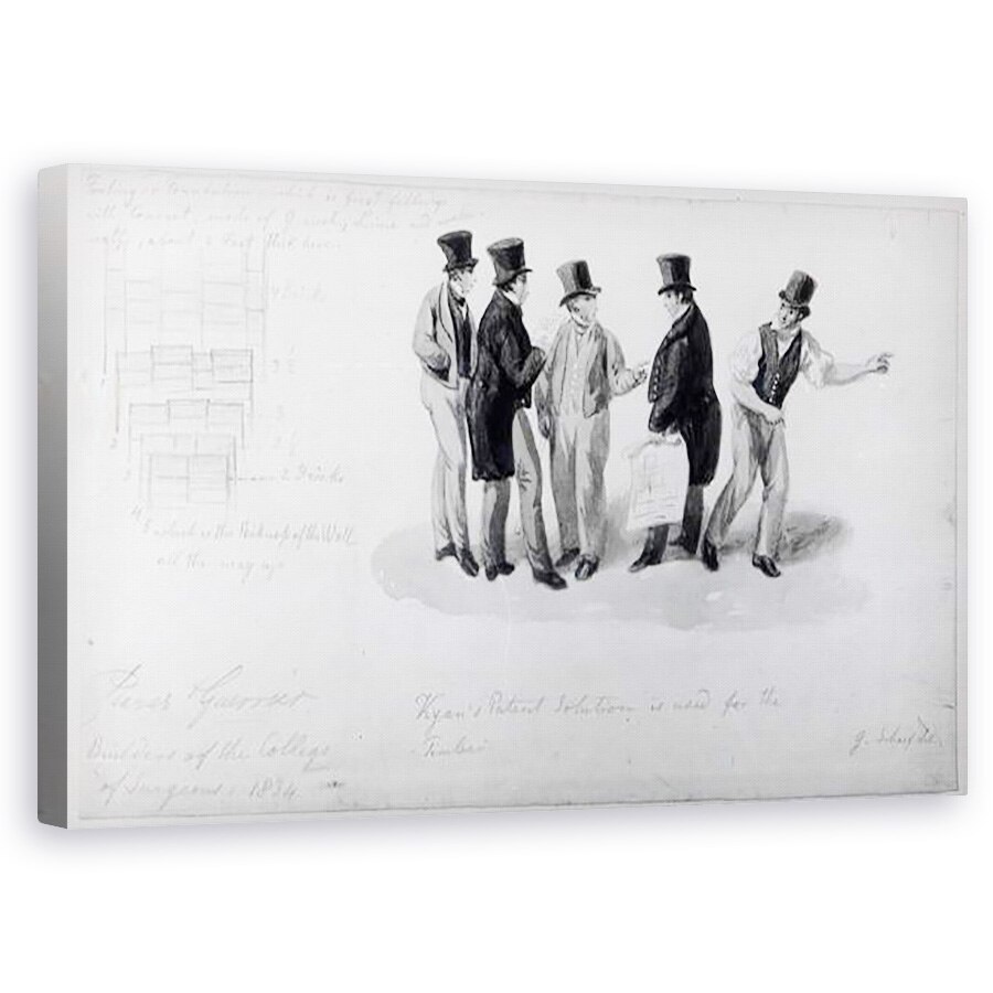Tablou canvas - George Scharf the Elder - Constructori, topografi si arhitecti la cladirea Colegiului Regal al Chirurgilor, 60 x 100 cm