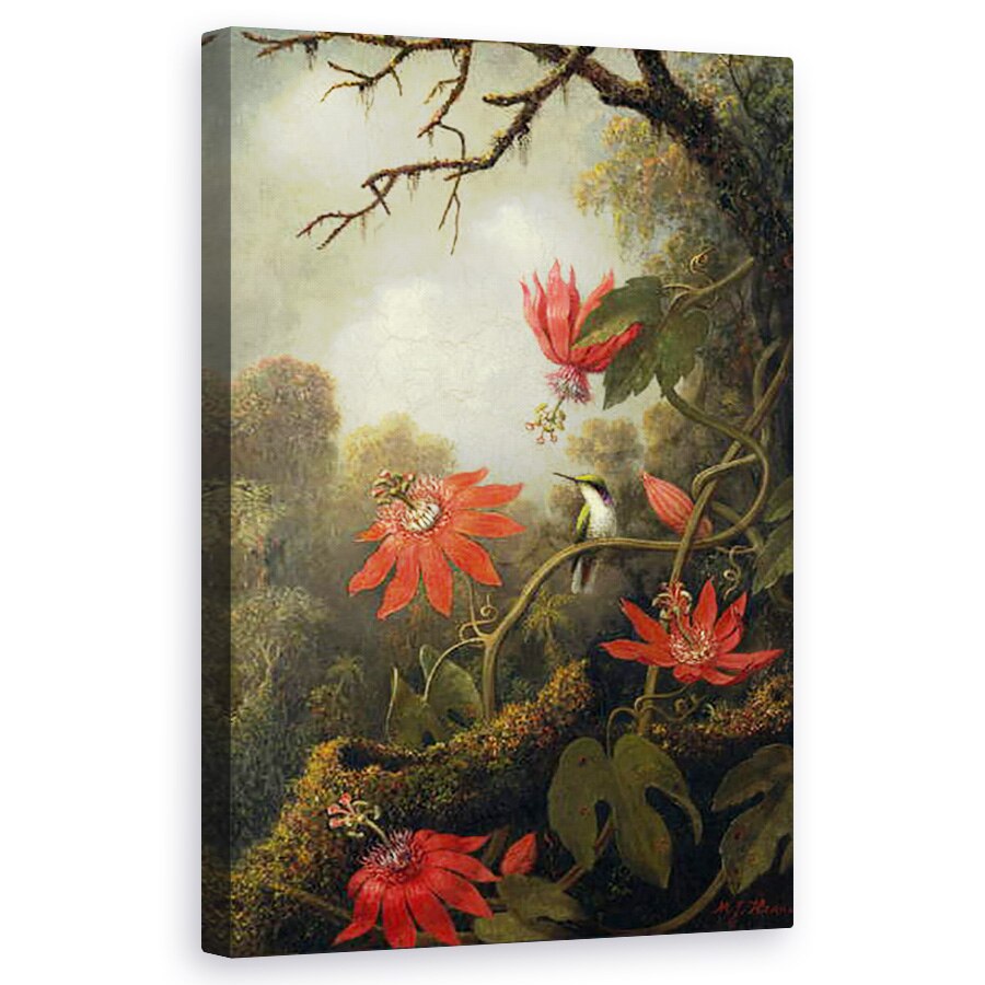 Tablou canvas - Martin Johnson Heade - Colibri si Flori Passionflowers, 50 x 80 cm