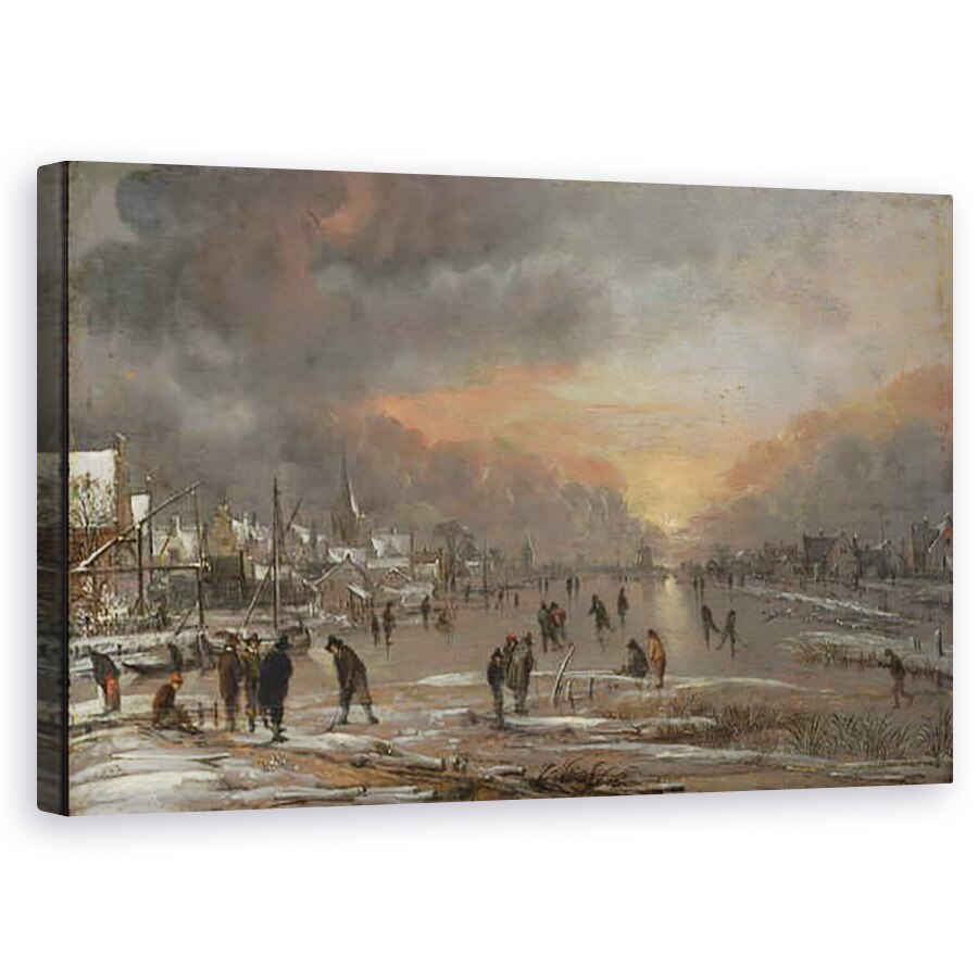 Tablou canvas - Aert van der Neer - Sport pe un rau inghetat, 50 x 80 cm