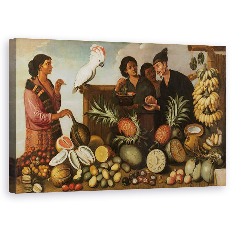 Tablou canvas - Scoala Olandeza - East Indian Market Stall in Batavia, 50 x 80 cm