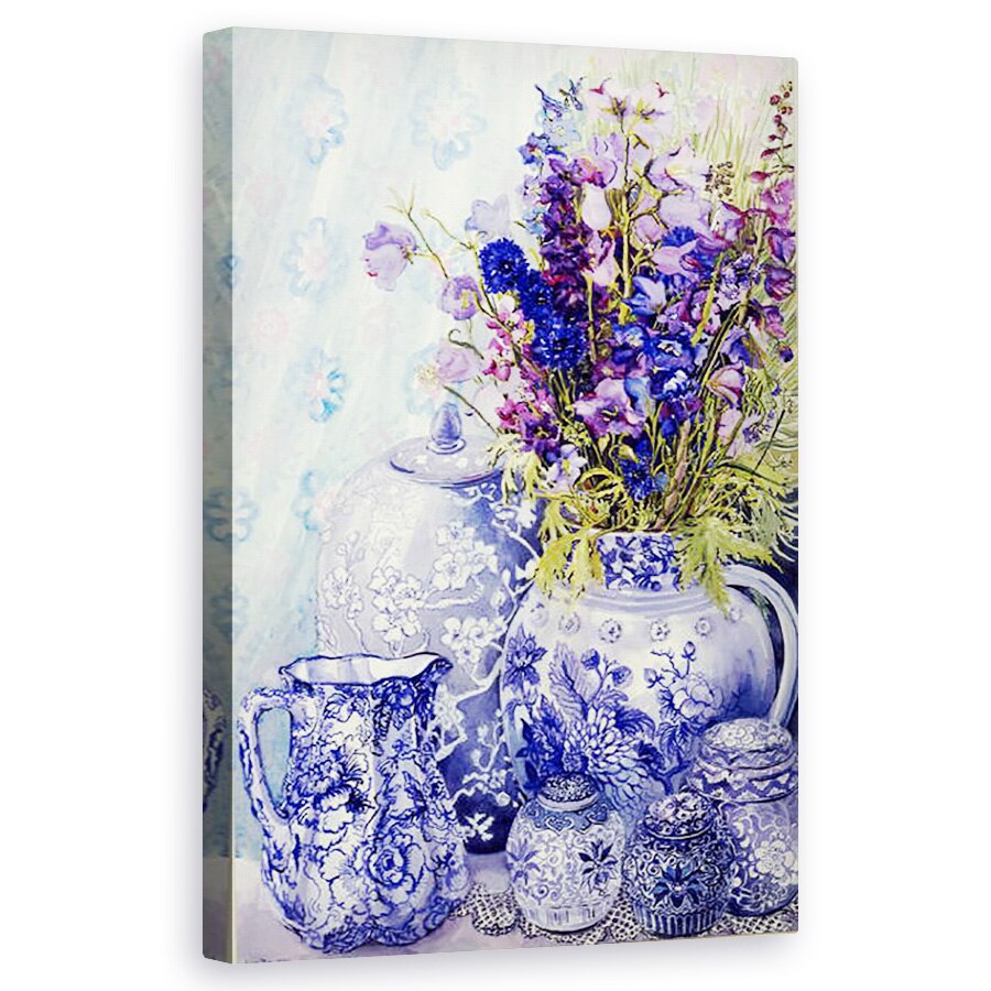 Tablou canvas - Joan Thewsey - Delphiniums cu oale albastre Antichizat, 2000, 60 x 100 cm