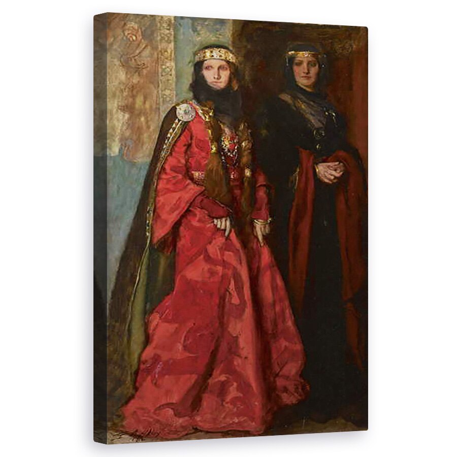 Tablou canvas - Edwin Austin Abbey - Goneril si Regan in Regele Lear Act I Scena I, 60 x 100 cm