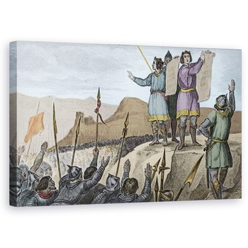 Tablou canvas - Ambroise Tardieu - Carol al II-lea 823-77 si fratele sau Ludovic la tratatul de la Strasbourg in 842, 60 x 100 cm Tablou canvas - Ambroise Tardieu - Carol al II-lea 823-77 si fratele sau Ludovic la tratatul de la Strasbourg in 842, 60 x 100 cm