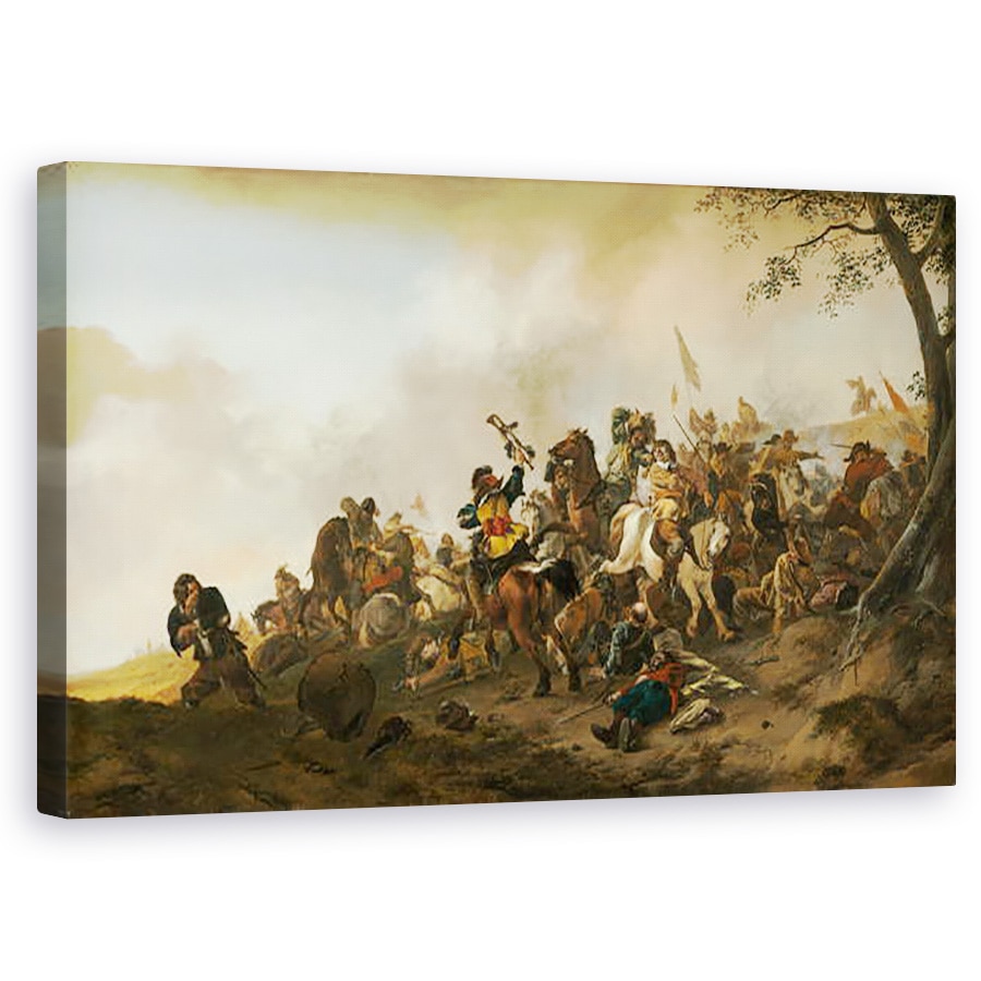 Tablou canvas - Philips Wouwermans - Scene lupta, 50 x 80 cm