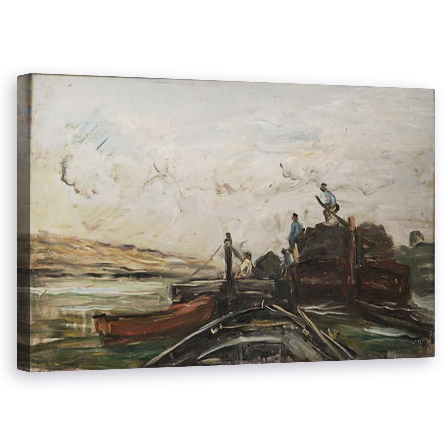 Tablou canvas - Charles Francois Daubigny - Barje pe un rau, 60 x 100 cm