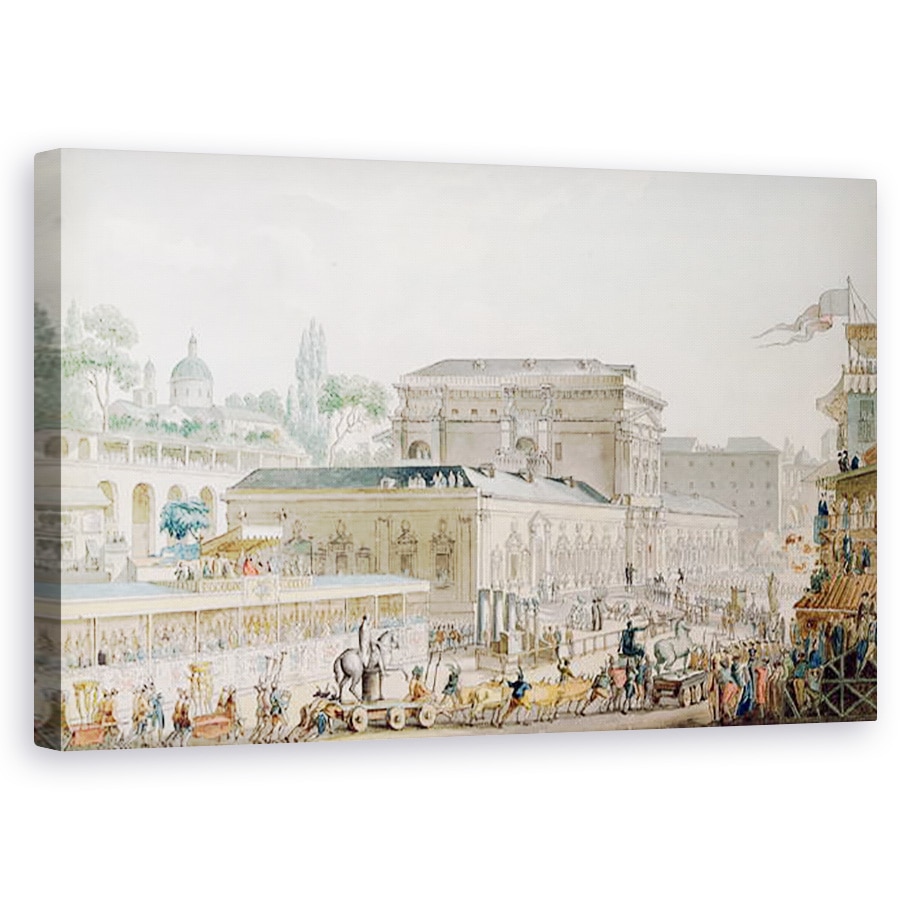 Tablou canvas - Louis Jean Desprez - Antichitati gasite la Herculaneum fiind transportate la Muzeul Napoli, 50 x 80 cm