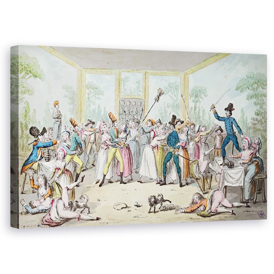 Tablou canvas - Etienne Bericourt - Scena revoltata intr-o taverna in perioada Revolutiei Franceze, 50 x 80 cm