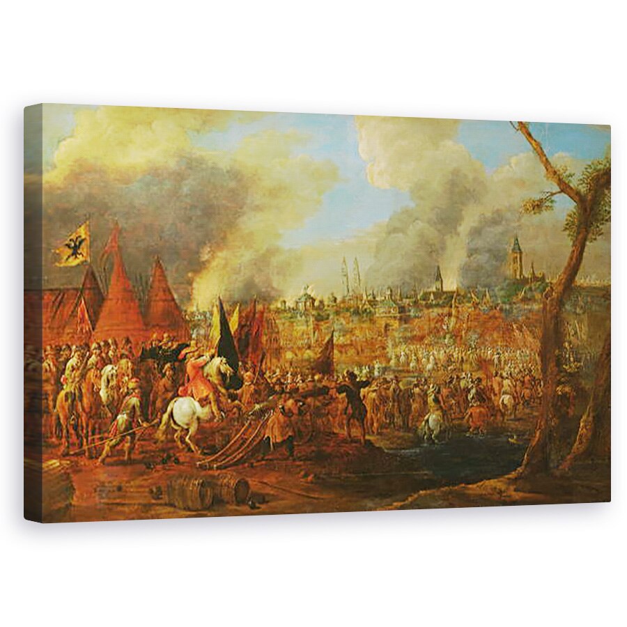 Tablou canvas - Pieter Molenaer - Asediul unui oras de catre imperiali, poate asediul Megdeburg in 1631, 50 x 80 cm