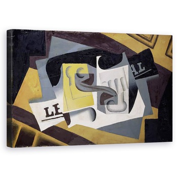 Tablou canvas - Juan Gris - Sticla si ziar, 60 x 100 cm Tablou canvas - Juan Gris - Sticla si ziar, 60 x 100 cm