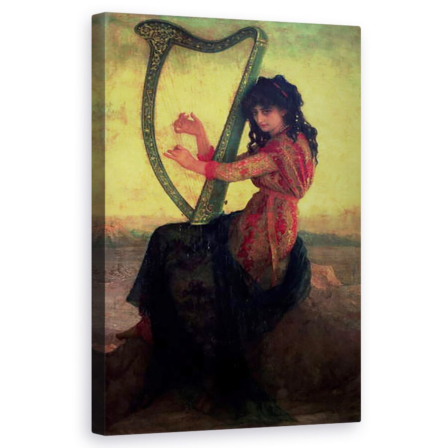 Tablou canvas - Antoine Auguste Ernest Herbert - Muse cantand la harpa , 60 x 100 cm