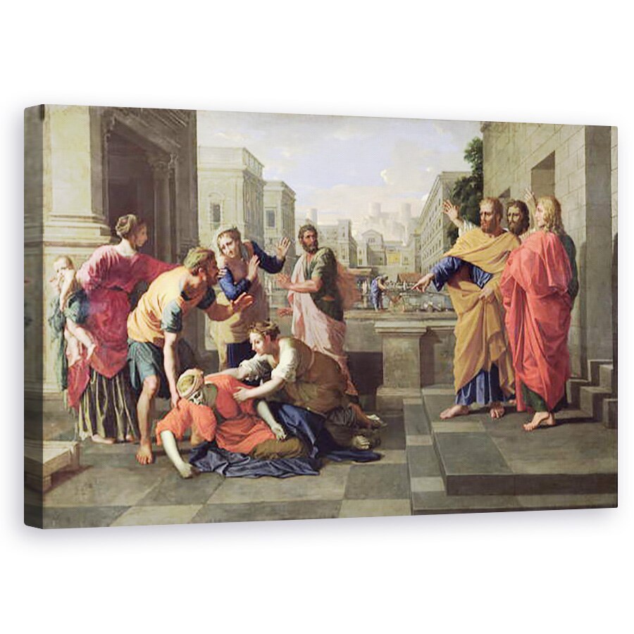 Tablou canvas - Nicolas Poussin - Moartea Sapphira , 50 x 80 cm