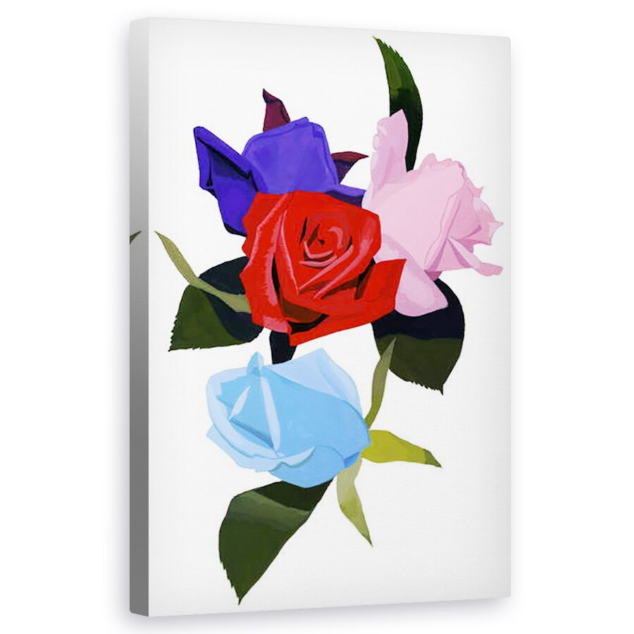 Tablou canvas - Hiroyuki Izutsu - Trandafiri rosii si albastru-deschis., 60 x 100 cm
