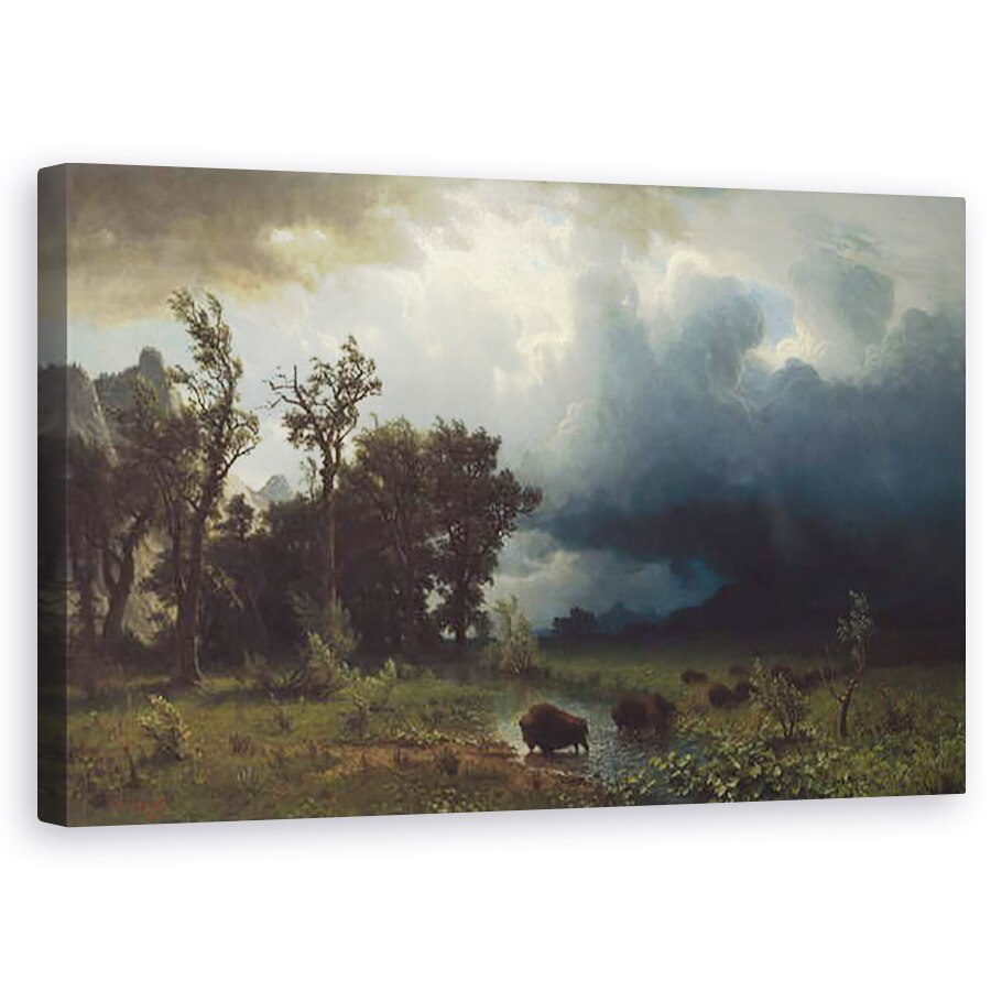Tablou canvas - Albert Bierstadt - Traseu Buffalo, Furtuna iminenta, 50 x 80 cm