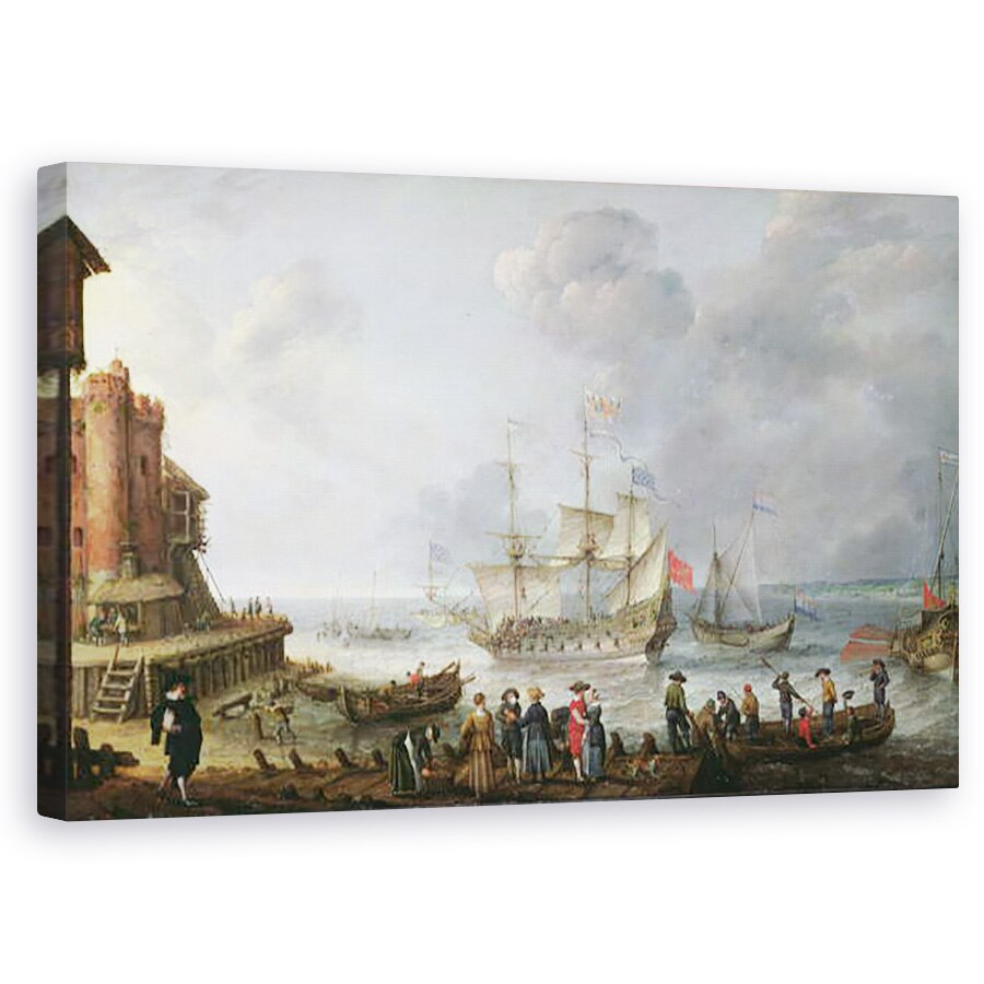 Tablou canvas - Adam Willaerts - Navele care sosesc intr-un port , 60 x 100 cm