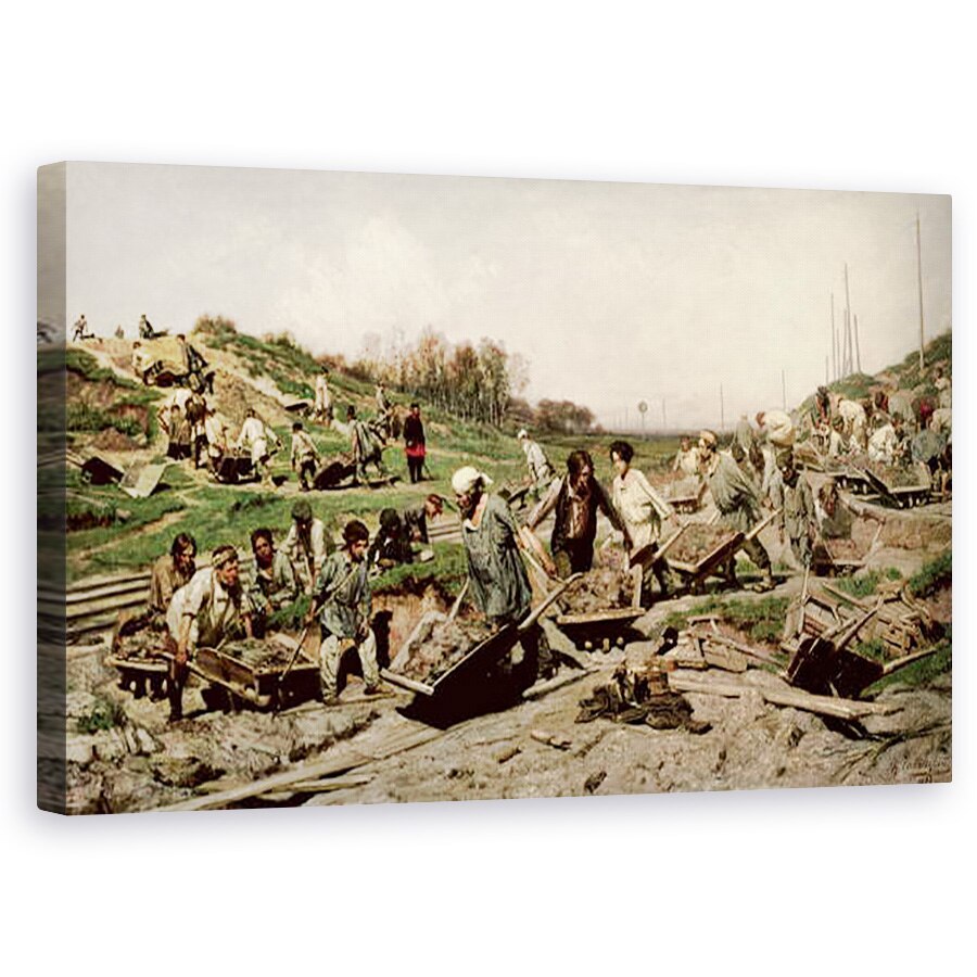Tablou canvas - Konstantin Apollonovich Savitsky - Repararea caii ferate, 60 x 100 cm