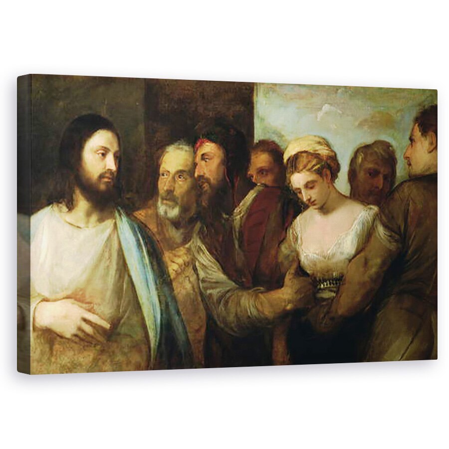 Tablou canvas - Titian - Hristos si Adultera, 50 x 80 cm