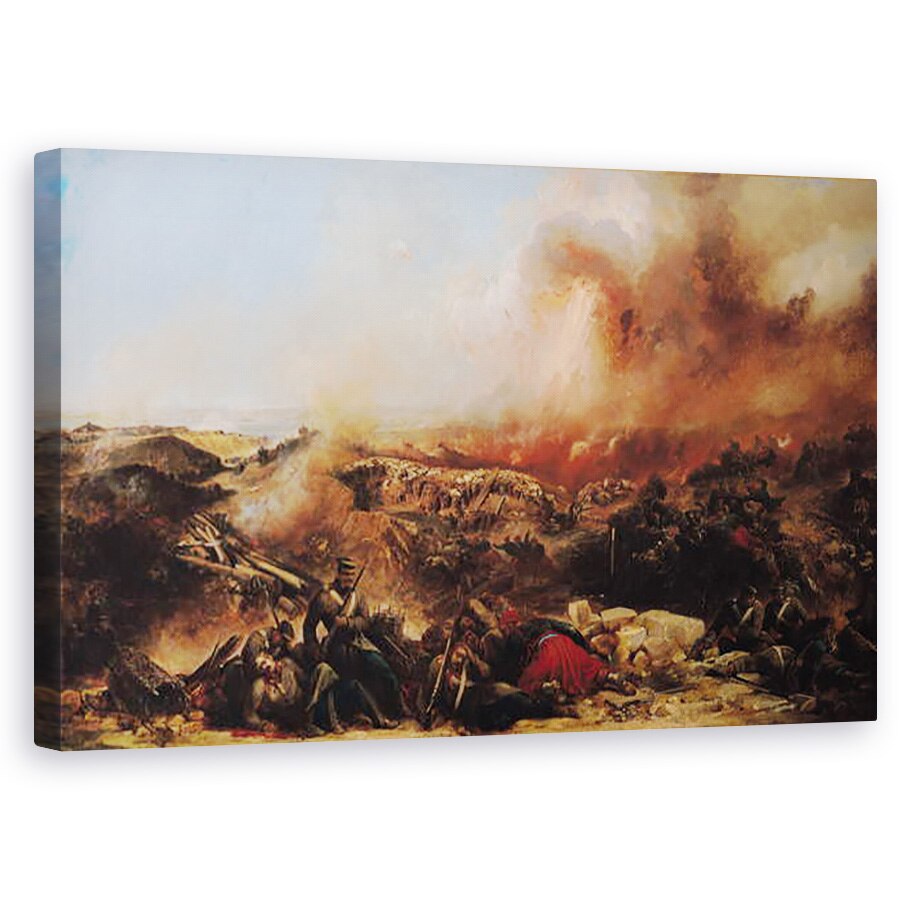 Tablou canvas - Jean Charles Langlois - Batalia de la Sebastopol, partea stanga a tripticului, 60 x 100 cm