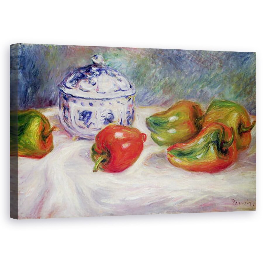 Tablou canvas - Pierre Auguste Renoir - Natura statica cu un castron de zahar si ardei rosii, 50 x 80 cm