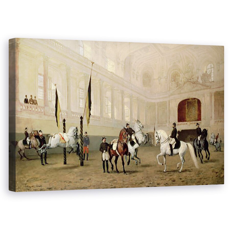 Tablou canvas - Blaas, Julius von - Exercitiul de dimineata in Hofreitschule, Josephsplatz, 50 x 80 cm