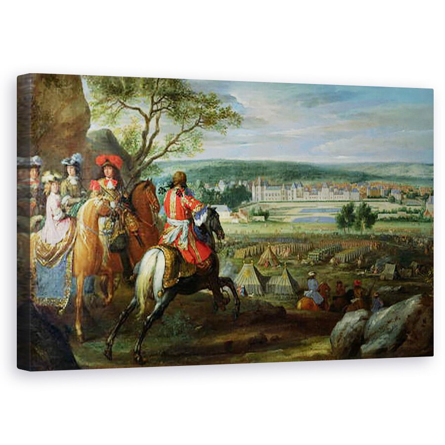 Tablou canvas - Adam Frans van der Meulen - Vedere la Palatul Fontainebleau din partea patului de flori, 50 x 80 cm