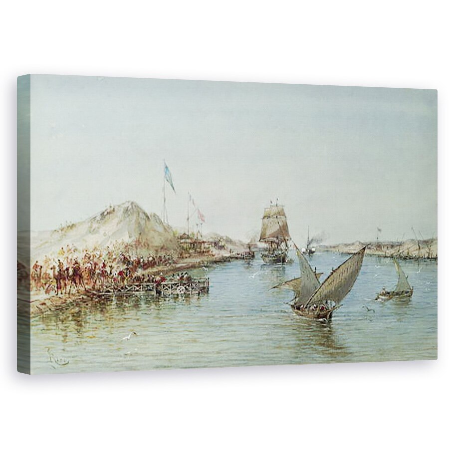 Tablou canvas - Edouard Riou - Transport pe Canalul Suez, 50 x 80 cm