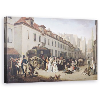 Tablou canvas - Louis Leopold Boilly - Sosirea unei diligente la Terminus, rue Notre-Dame-des-Victoires, Paris, 50 x 80 cm Tablou canvas - Louis Leopold Boilly - Sosirea unei diligente la Terminus, rue Notre-Dame-des-Victoires, Paris, 50 x 80 cm
