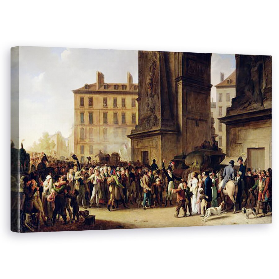 Tablou canvas - Louis Leopold Boilly - Recrutii din 1807 marsaluind pe langa Poarta Saint-Denis ulei pe panza , 50 x 80 cm