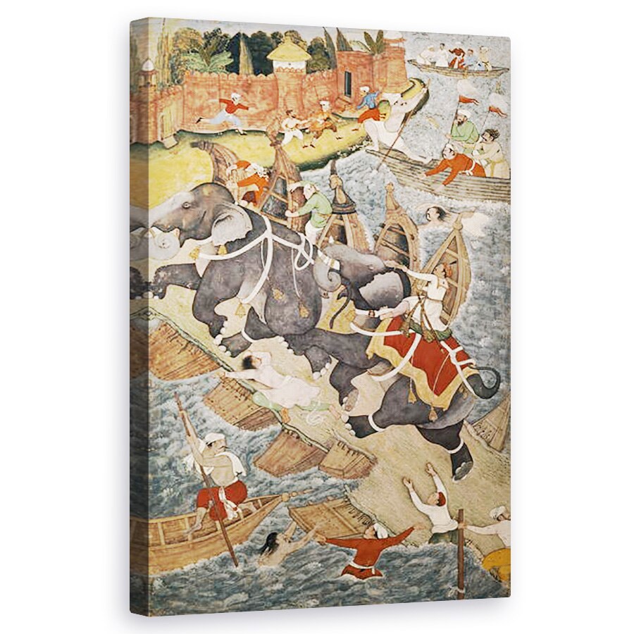 Tablou canvas - Basawan and Chatai - Akbar imblanzeste elefantul salbatic, 60 x 100 cm