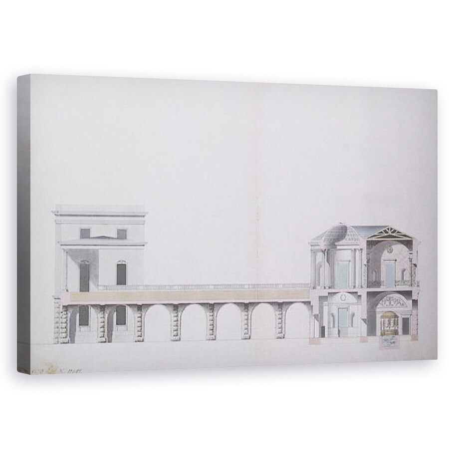 Tablou canvas - Charles Cameron - Sectiunea transversala a pavilionului Agate si a gradinii suspendate de la Tsarskoye Selo, 50 x 80 cm