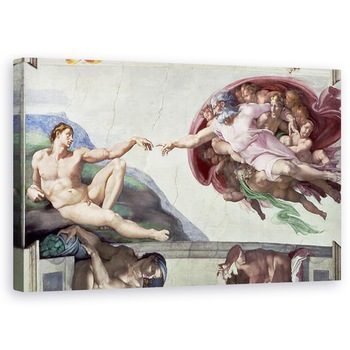 Tablou canvas - Michelangelo Buonarroti - Plafonul Capelei Sixtine 1508-12, Crearea lui Adam, 60 x 100 cm Tablou canvas - Michelangelo Buonarroti - Plafonul Capelei Sixtine 1508-12, Crearea lui Adam, 60 x 100 cm