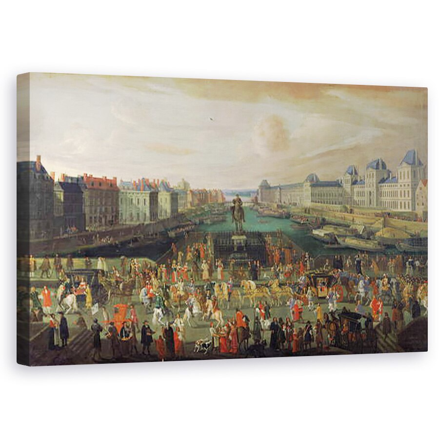 Tablou canvas - Scoala Franceza - Procesiunea lui Ludovic al XIV-lea 1638-1715 peste Pont-Neuf, 50 x 80 cm
