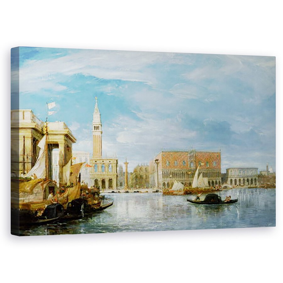 Tablou canvas - James Holland - Vedere spre Molo si Palazzo Ducale din Venetia , 50 x 80 cm