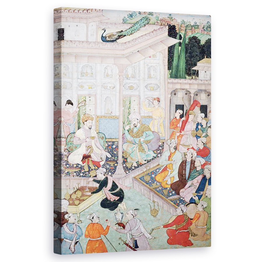 Tablou canvas - Scoala Indiana - intalnire intre Babur si Bedi Az Zaman Mirza, 50 x 80 cm