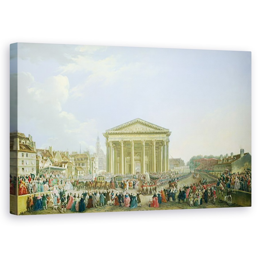 Tablou canvas - Pierre-Antoine Demachy - Ceremonia de asezare a primei pietre a Bisericii Noi din Sfanta Genevieve in 1763, 50 x 80 cm