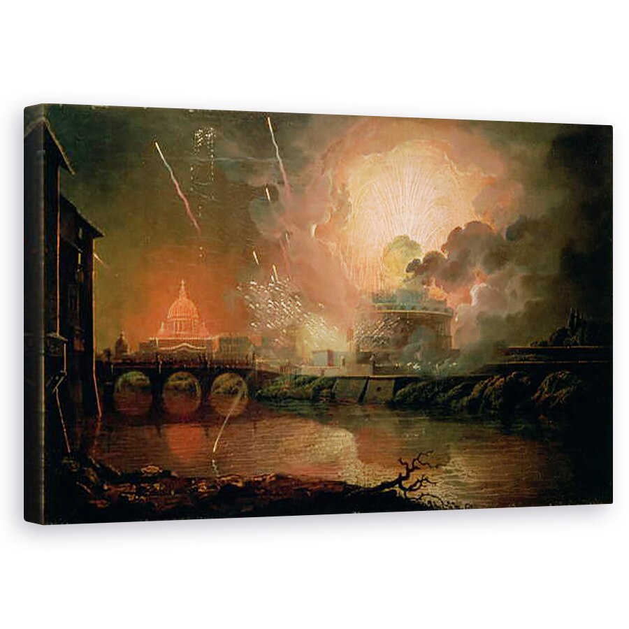 Tablou canvas - Joseph Wright of Derby - Artificii de afisare la Castel Sant Angelo, 60 x 100 cm