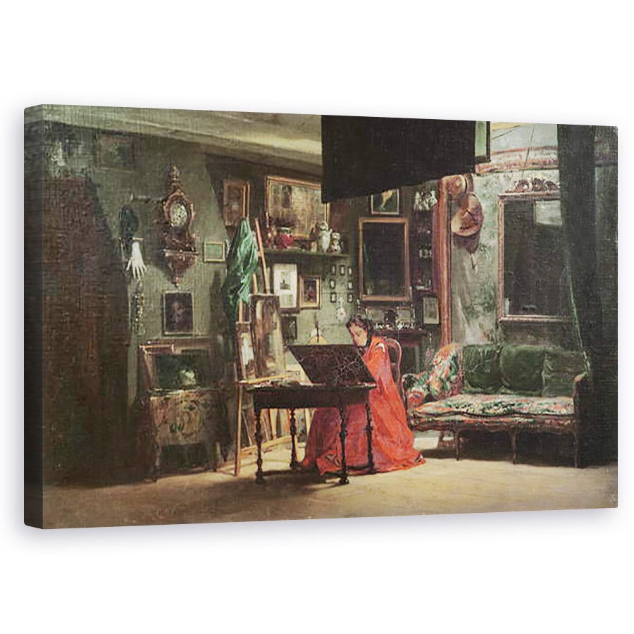 Tablou canvas - Charles Giraud - Printesa Mathilde Bonaparte 1820-1904 in studioul ei , 60 x 100 cm