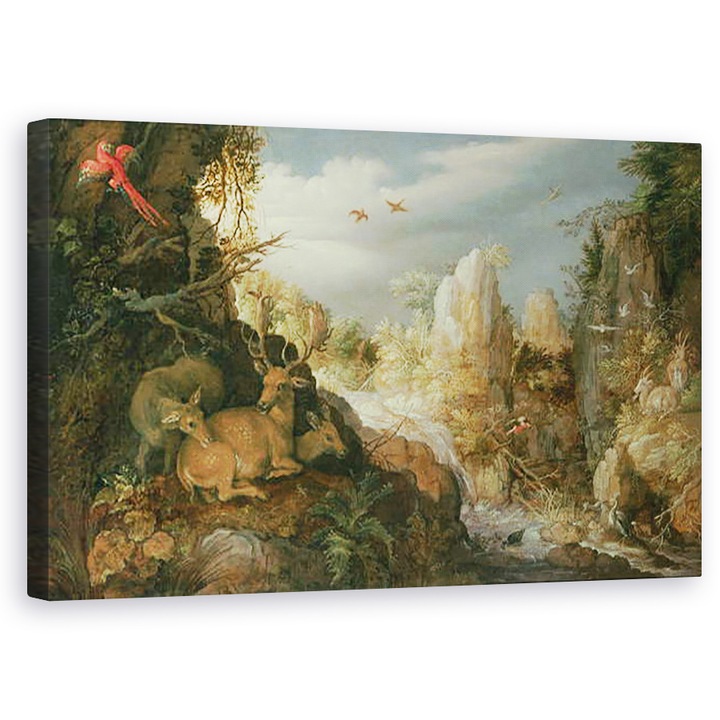 Tablou canvas - Roelandt Jacobsz. Savery - Peisaj montan cu cerb, 50 x 80 cm